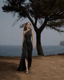 Load image into Gallery viewer, Black Floor Length Formal Gown, Elegant Long Evening Dress for Gala and Special Occasion