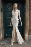 Load image into Gallery viewer, Ivory Tailored Pantsuit for Women, Elegant Formal Suit and Wedding Guest Outfit