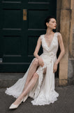 Load image into Gallery viewer, Ivory Floor Length Formal Gown, Elegant Long Evening Dress for Gala and Special Occasion