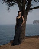 Load image into Gallery viewer, Black Formal Evening Dress with Refined Full Length Silhouette for Reception and Gala