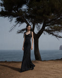 Load image into Gallery viewer, Black Formal Evening Dress with Refined Full Length Silhouette for Reception and Gala