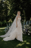 Load image into Gallery viewer, Ivory Wedding Gown with Graceful Full Length Silhouette and Dramatic Bridal Train