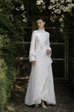 Load image into Gallery viewer, White Statement Wedding Dress with Flowing Skirt and Refined Bridal Silhouette