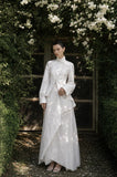 Load image into Gallery viewer, White Statement Wedding Dress with Flowing Skirt and Refined Bridal Silhouette