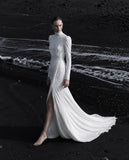 Load image into Gallery viewer, Silver Gray Long Formal Gown, Elegant Statement Evening Dress for Special Events