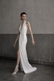 Load image into Gallery viewer, Ivory Statement Wedding Dress with Flowing Skirt and Refined Bridal Silhouette
