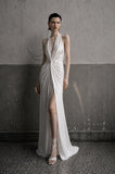 Load image into Gallery viewer, Ivory Statement Wedding Dress with Flowing Skirt and Refined Bridal Silhouette