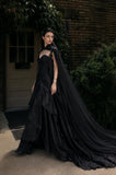 Load image into Gallery viewer, Black Gothic Wedding Dress with Elegant Train, Dark Romantic Bridal Gown