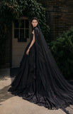 Load image into Gallery viewer, Black Gothic Wedding Dress with Elegant Train, Dark Romantic Bridal Gown