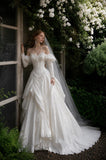 Load image into Gallery viewer, Ivory Wedding Gown with Graceful Full Length Silhouette and Dramatic Bridal Train
