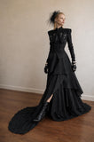 Load image into Gallery viewer, Black Gothic Wedding Dress with Elegant Train, Dark Romantic Bridal Gown