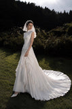 Load image into Gallery viewer, Ivory Bridal Gown with Flowing Train, Elegant Wedding Dress for Formal Ceremony