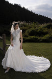 Load image into Gallery viewer, Ivory Bridal Gown with Flowing Train, Elegant Wedding Dress for Formal Ceremony