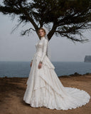 Load image into Gallery viewer, White Statement Wedding Dress with Flowing Skirt and Refined Bridal Silhouette