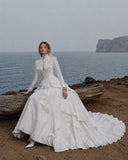 Load image into Gallery viewer, White Statement Wedding Dress with Flowing Skirt and Refined Bridal Silhouette