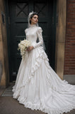Load image into Gallery viewer, White Statement Wedding Dress with Flowing Skirt and Refined Bridal Silhouette