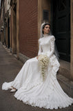 Load image into Gallery viewer, White Statement Wedding Dress with Flowing Skirt and Refined Bridal Silhouette