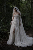 Load image into Gallery viewer, White Statement Wedding Dress with Flowing Skirt and Refined Bridal Silhouette