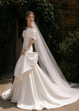 Load image into Gallery viewer, Ivory Formal Bridal Dress with Elegant Train, Romantic Wedding Gown
