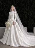 Load image into Gallery viewer, White Formal Bridal Dress with Elegant Train, Romantic Wedding Gown