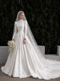 Load image into Gallery viewer, White Formal Bridal Dress with Elegant Train, Romantic Wedding Gown