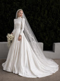 Load image into Gallery viewer, White Formal Bridal Dress with Elegant Train, Romantic Wedding Gown