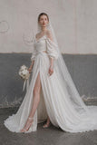 Load image into Gallery viewer, Ivory Statement Wedding Dress with Flowing Skirt and Refined Bridal Silhouette