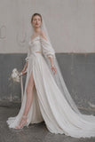 Load image into Gallery viewer, Ivory Statement Wedding Dress with Flowing Skirt and Refined Bridal Silhouette