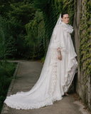 Load image into Gallery viewer, White Formal Bridal Dress with Elegant Train, Romantic Wedding Gown