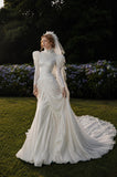 Load image into Gallery viewer, Ivory Formal Bridal Dress with Elegant Train, Romantic Wedding Gown