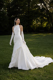 Load image into Gallery viewer, White Statement Wedding Dress with Flowing Skirt and Refined Bridal Silhouette
