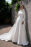 Load image into Gallery viewer, White Formal Bridal Dress with Elegant Train, Romantic Wedding Gown