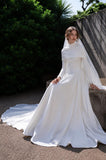 Load image into Gallery viewer, White Formal Bridal Dress with Elegant Train, Romantic Wedding Gown