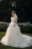 Load image into Gallery viewer, Ivory Wedding Gown with Graceful Full Length Silhouette and Dramatic Bridal Train