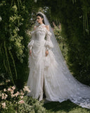 Load image into Gallery viewer, White Formal Bridal Dress with Elegant Train, Romantic Wedding Gown