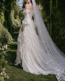 Load image into Gallery viewer, White Formal Bridal Dress with Elegant Train, Romantic Wedding Gown