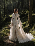 Load image into Gallery viewer, Ivory Statement Wedding Dress with Flowing Skirt and Refined Bridal Silhouette
