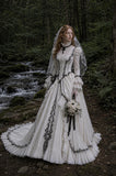 Load image into Gallery viewer, White Bridal Gown with Flowing Train, Elegant Wedding Dress for Formal Ceremony