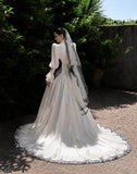 Load image into Gallery viewer, Ivory Formal Bridal Dress with Elegant Train, Romantic Wedding Gown
