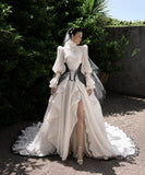 Load image into Gallery viewer, Ivory Formal Bridal Dress with Elegant Train, Romantic Wedding Gown