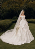 Load image into Gallery viewer, Ivory Statement Wedding Dress with Flowing Skirt and Refined Bridal Silhouette