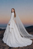 Load image into Gallery viewer, White Formal Bridal Dress with Elegant Train, Romantic Wedding Gown