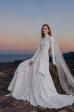 Load image into Gallery viewer, White Formal Bridal Dress with Elegant Train, Romantic Wedding Gown