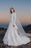 Load image into Gallery viewer, White Formal Bridal Dress with Elegant Train, Romantic Wedding Gown