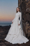 Load image into Gallery viewer, White Formal Bridal Dress with Elegant Train, Romantic Wedding Gown