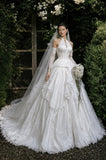 Load image into Gallery viewer, White Statement Wedding Dress with Flowing Skirt and Refined Bridal Silhouette