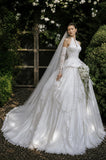 Load image into Gallery viewer, White Statement Wedding Dress with Flowing Skirt and Refined Bridal Silhouette