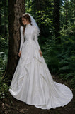 Load image into Gallery viewer, White Statement Wedding Dress with Flowing Skirt and Refined Bridal Silhouette