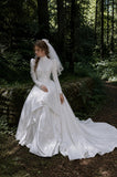 Load image into Gallery viewer, White Statement Wedding Dress with Flowing Skirt and Refined Bridal Silhouette