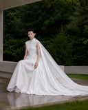 Load image into Gallery viewer, White Formal Bridal Dress with Elegant Train, Romantic Wedding Gown